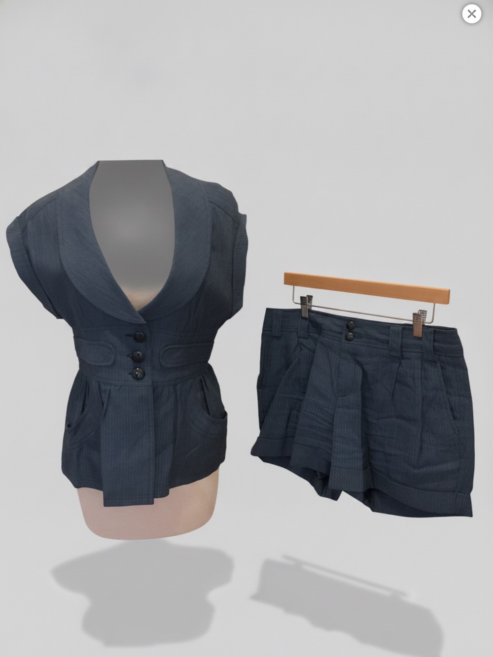 Nanette Lepore Pinstripes Shorts and Peplum Top Set